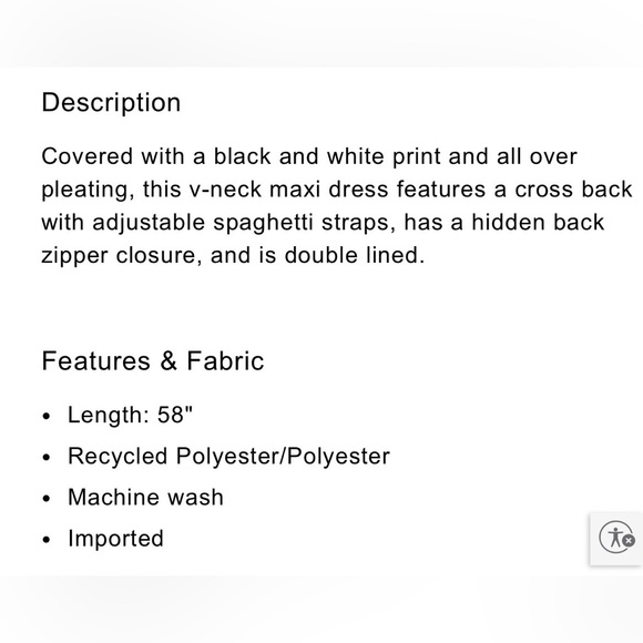 NWT Printed V-Neck Pleated Cross Back Maxi Dress - Picture 5 of 5